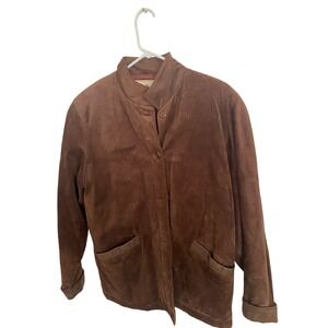 LL Bean Suede Jacket Women's Medium Vintage Coat Brown Leather Lined 0904